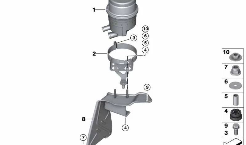 Oil Tank Support for BMW E82, E88, E90, E91, E92, E93, E84 (OEM 32416771807). Original BMW