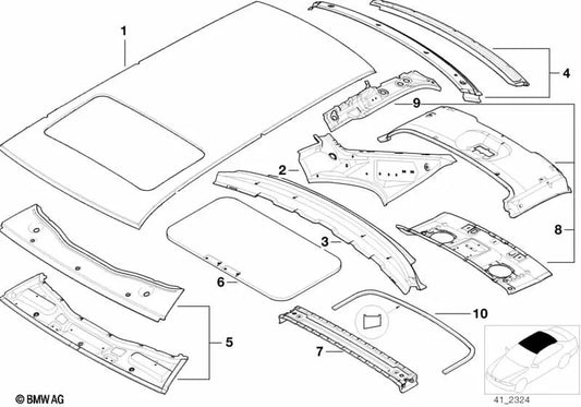 Dachspriegel para BMW Serie 5 E39 (OEM 41238258338). Original BMW