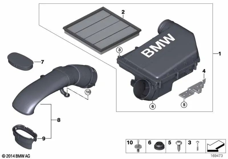 Amortiguador de ruido de admisión para BMW X5 E70N, F15, X6 E71, F16 (OEM 13717583713). Original BMW