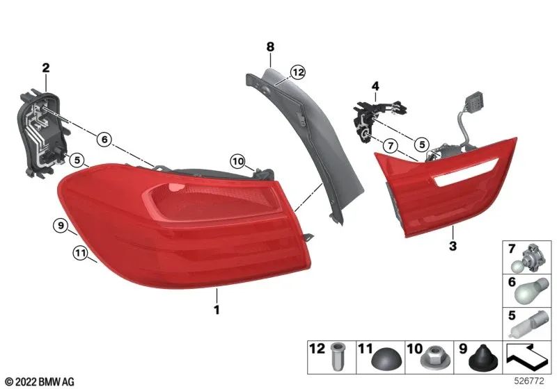 Cubierta de canaleta del agua trasera derecha para BMW F33, F83 (OEM 63217366068). Original BMW