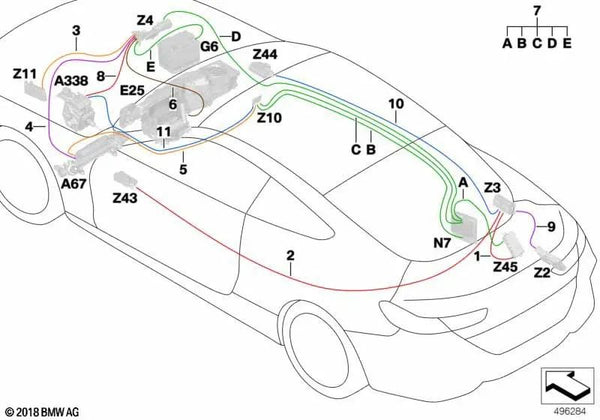 Línea de alimentación para BMW G15 Serie 8 (OEM 61118703718). Original BMW.