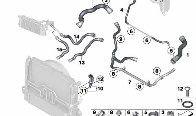 Mangueira de refrigerante OEM 17127612446 para BMW E84, E89. BMW original.