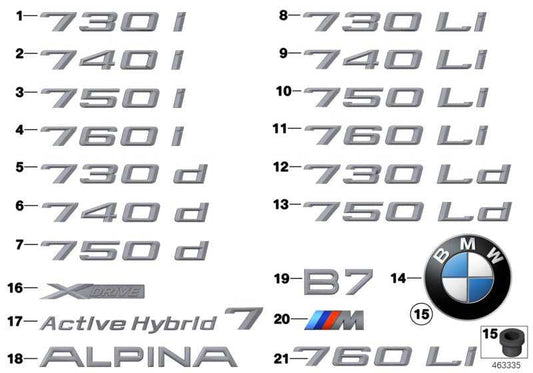 Inscripción Rotulación Pegatinas Maletero Trasero - 730D Para Bmw F01 Serie 7 . Original Recambios