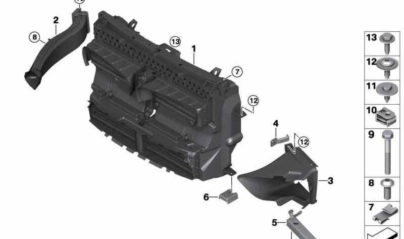 Guía de aire freno derecha para BMW Serie 2 F45N, F46N (OEM 51747468504). Original BMW