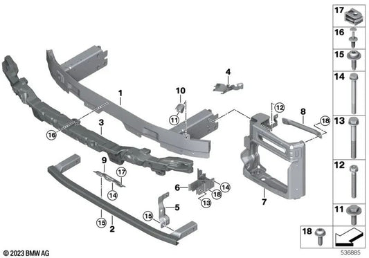 Portador de parachoques delantero para BMW X5 F95N, G05N y X6 F96N, G06N (OEM 51115A1A2C9). Original BMW.