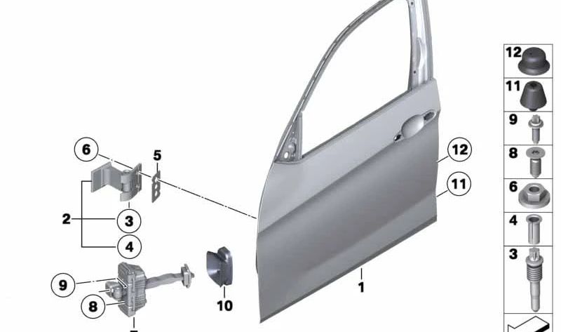 Freno de puerta delantero para BMW X1 E84 (OEM 51212990613). Original BMW