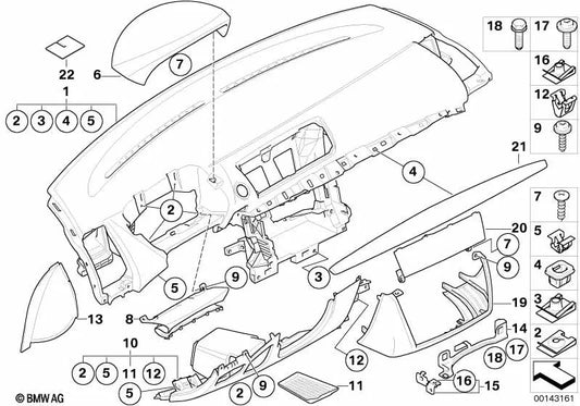 Cubierta de Instrumentos para BMW Serie 1 E87 (OEM 51457059177). Original BMW