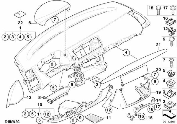 Cubierta de Instrumentos para BMW Serie 1 E87 (OEM 51457059177). Original BMW