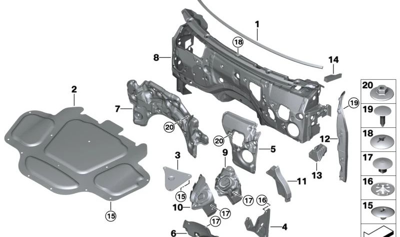 Akustische Isolierung für BMW X5 F95, G05, G18, X6 F96, G06, X7 G07 (OEM 51487214700). Original BMW