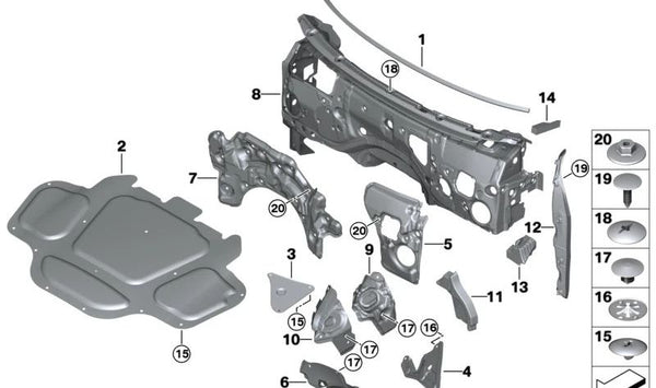 Aislamiento acústico para BMW X5 F95, G05, G18, X6 F96, G06, X7 G07 (OEM 51487214700). Original BMW