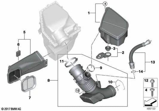 Tubo de aire limpio para BMW G30, G31, G32, G01, G02 (OEM 13718587573). Original BMW