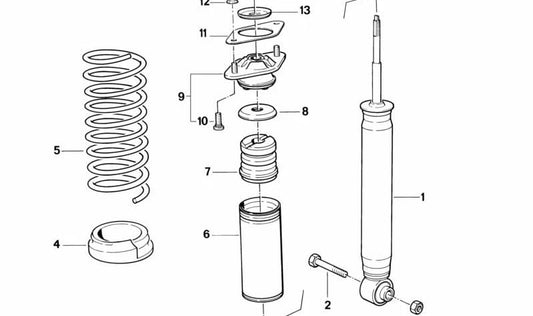 Amortiguador trasero para BMW E31 (OEM 33521139717). Original BMW.