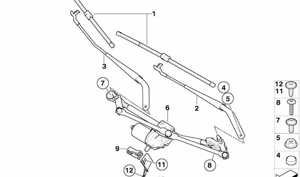 Brazalete limpiaparabrisas lado del conductor para BMW E70, E71 (OEM 61619449960). Original BMW