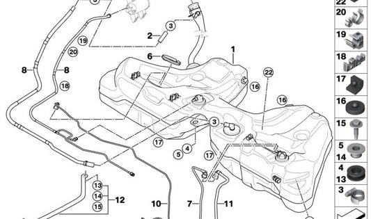 Fuel Hose for BMW E60, E61, E63, E64, E65, E66 (OEM 16127176998). Original BMW