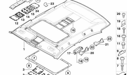 Inserto consola trasera para BMW E65, E66 (OEM 51447149774). Original BMW