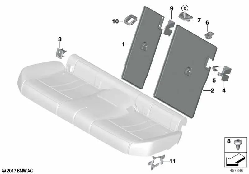 Tapa Isofix para BMW G31, G31N, G32, G32N (OEM 52207453598). Original BMW.