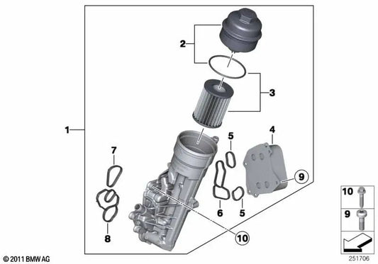 Ölfilter mit Kunststoffkappe für BMW F20, F21, F30 (OEM 11417600468). Original BMW