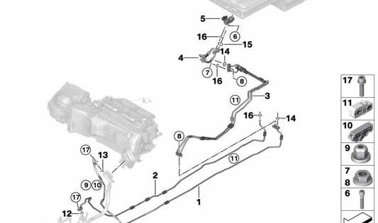 Tubería de Refrigerante Doble para BMW F30N (OEM 64539368338). Original BMW