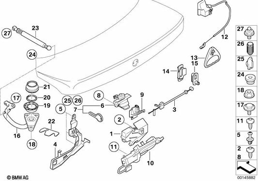 Junta de Bisagra del Portón Trasero para BMW Serie 7 E65, E66 (OEM 41627023109). Original BMW