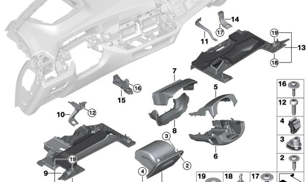 Compartimento plegable lado del conductor para BMW G05, G06, G07 (OEM 51459399354). Original BMW.