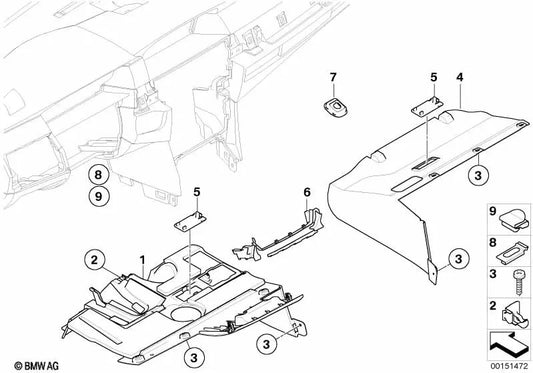 Placa ciega para BMW E60, E60N, E61, E61N (OEM 51457068754). Original BMW