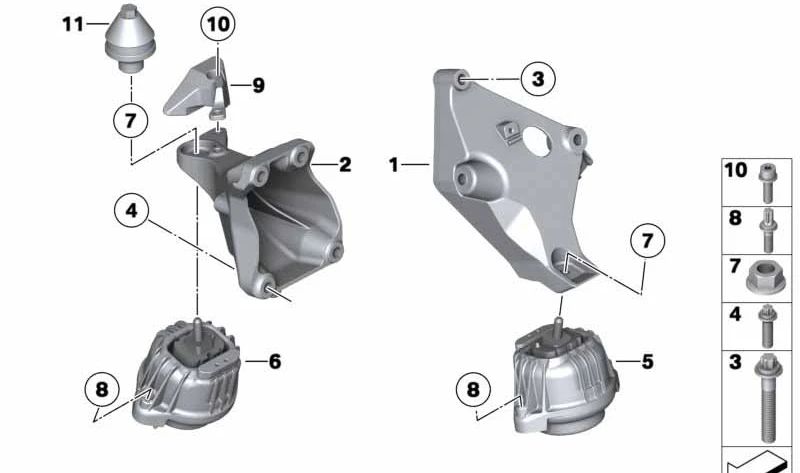 Soporte de motor derecho para BMW F20, F21, F22, F23, F30, F31, F32, F33, F34, F36.  . Original BMW