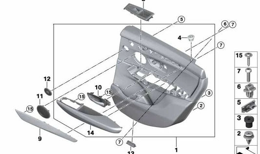 Panel de puerta trasero izquierdo para BMW Serie 2 F45, F45N (OEM 51427405043). Original BMW