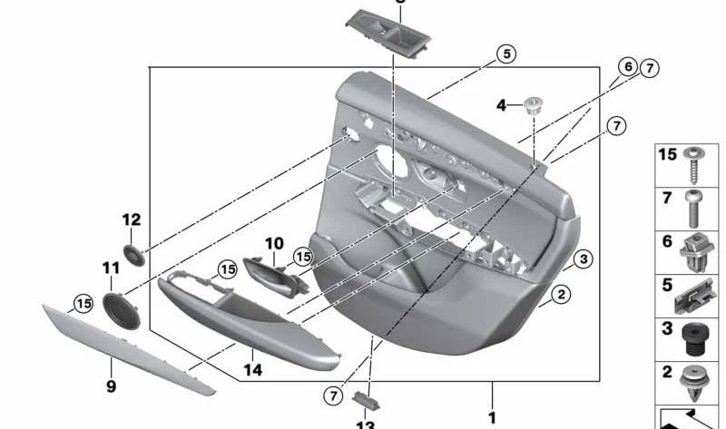 OEM 51427405011 Panneau de porte arrière gauche pour BMW F45. BMW d'origine.