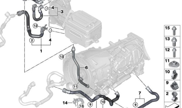 Conducción del refrigerante de la batería para BMW X5 G05N, G18N, X6 G06N, X7 G07N (OEM 17125A3B038). Original BMW