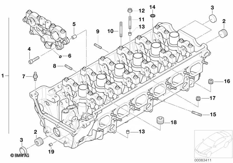 Tapa de cierre para BMW Serie 3 E46, Z4 E85, E86 (OEM 07119901197). Original BMW.