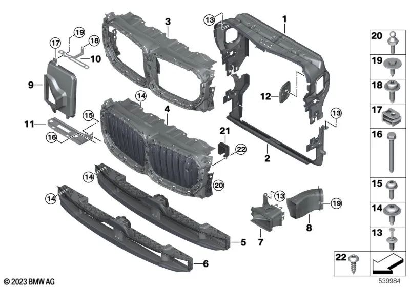 Aletas de aire superiores para BMW G05N, G18N (OEM 51745A1A312). Original BMW