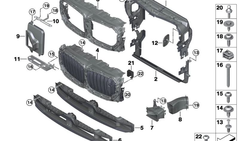 Soporte radiador auxiliar superior izquierdo para BMW X5 F95, G05, X6 F96, G06, X7 G07, XM G09 (OEM 51647421775). Original BMW.