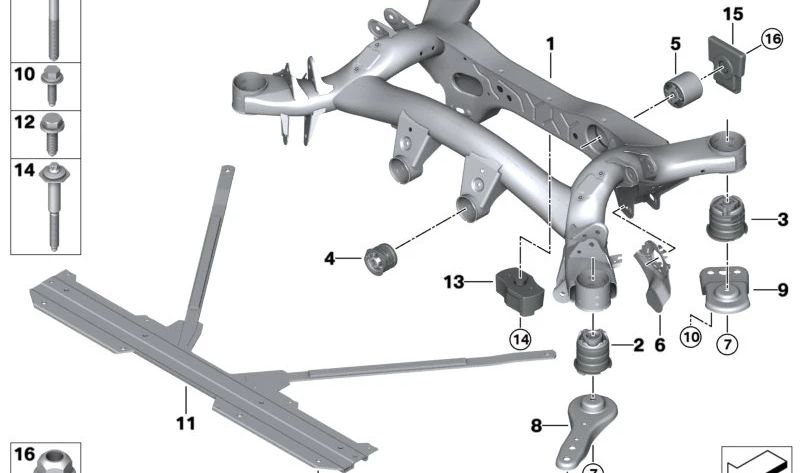 Puente trasero para BMW G42 Serie 2 (OEM 33318838132). Original BMW.