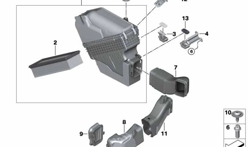 Intake Air Duct for BMW X3 F25, X4 F26 (OEM 13718519133). Original BMW