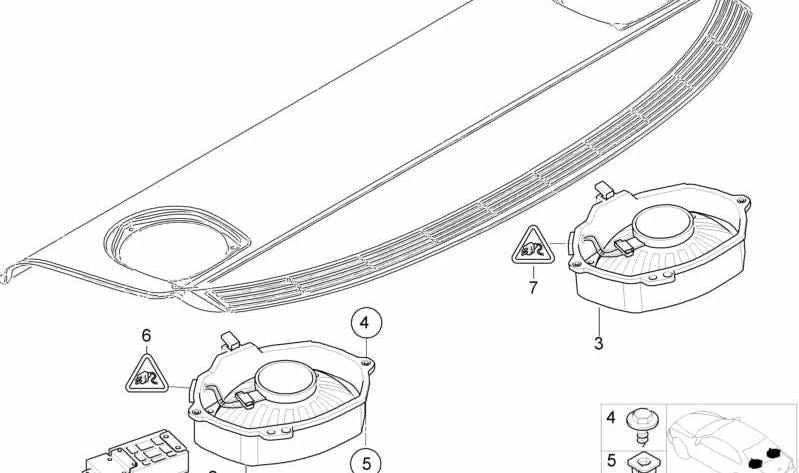 Left subwoofer for BMW 3 Series E46 (OEM 65136920997). Original BMW