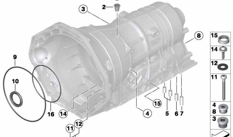 Retén OEM 24107519315 para BMW (E90, E91, E92, E93, E60, E61, E63, E64, E65, E66, F01, F02, E83, E53, E70, E71). Original BMW.