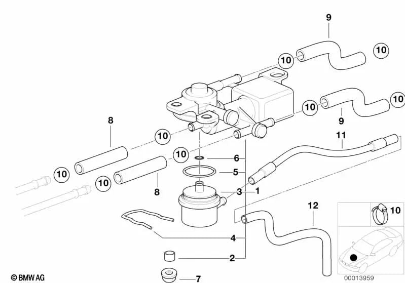 Tubo de vacío para BMW E38 (OEM 13531745686). Original BMW