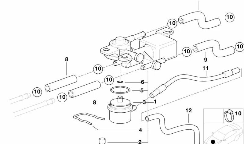 Válvula de 3/2 vías para BMW E38 (OEM 13531437091). Original BMW