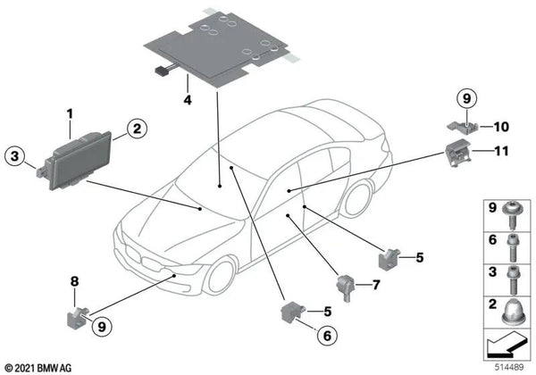 Unidad de control de airbag para BMW Serie 2 F22, F22N, F23, F23N Serie 3 F30, F30N, F34, F34N (OEM 65779461920). Original BMW