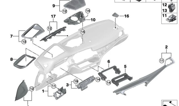 Marco adaptador OEM 51457941018 para BMW G42, G20, G21, G28. Original BMW.