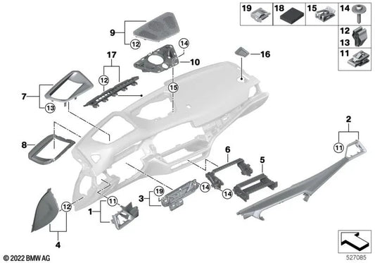 Aislamiento Acústico Head-Up Display para BMW Serie 2 G42, G87 Serie 3 G20, G21, G28, G80 Serie 4 G22, G23, G26, G82 (OEM 51489621869). Original BMW.