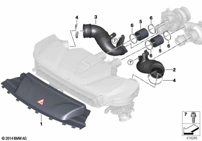 Guía de Aire Crudo para BMW X5 F15, F85, X6 F16, F86 (OEM 13717637050). Original BMW.