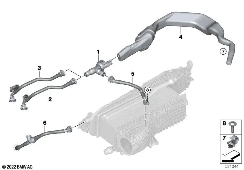 Conducto de ventilación del tanque para BMW G60, G70, G05N, G18N, G06N, G07N, G09 (OEM 13909884338). Original BMW