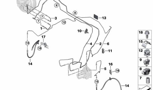 Soporte de línea para BMW X3 F97, G01, G08, X4 F98, G02 (OEM 34326871447). Original BMW