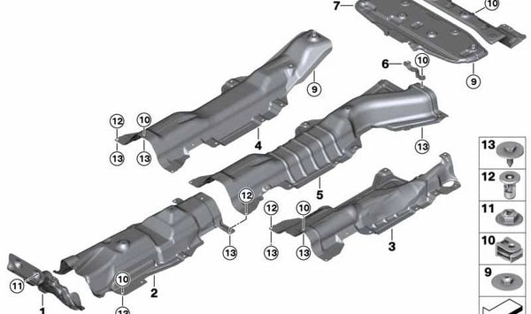 Aislamiento térmico para parachoques trasero OEM 51487467971 para BMW F44. Original BMW.