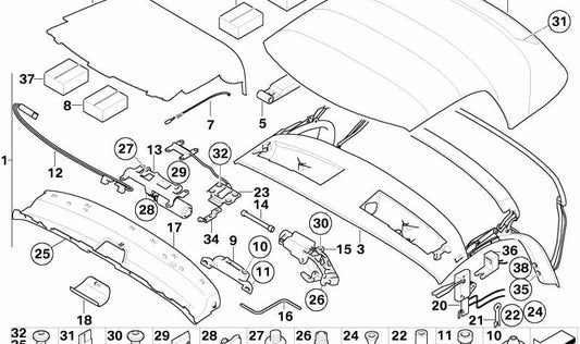 Base d'assemblage droit OEM 54317016886 pour BMW E85 Z4. BMW d'origine.