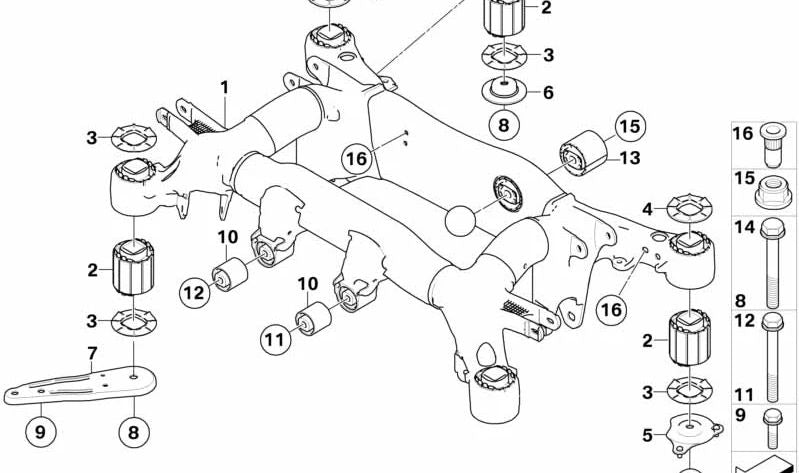 Soporte del eje trasero para BMW E60, E61 (OEM 33316770827). Original BMW