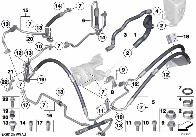 Tubería de retorno Dynamic Drive para BMW F07, F10, F11, F06, F12, F13, F01N, F02N (OEM 32416781958). Original BMW.