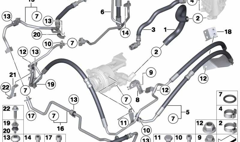 Manguera Dynamic Drive OEM 32416853946 para BMW F07, F10, F11, F06, F12, F13, F01, F02. Original BMW