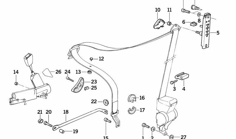 Tornillo de chapa de cabeza avellanada para BMW E30, E36 Serie 3, E28 Serie 5, E24 Serie 6, E31 Serie 8 (OEM 07119907905). Original BMW